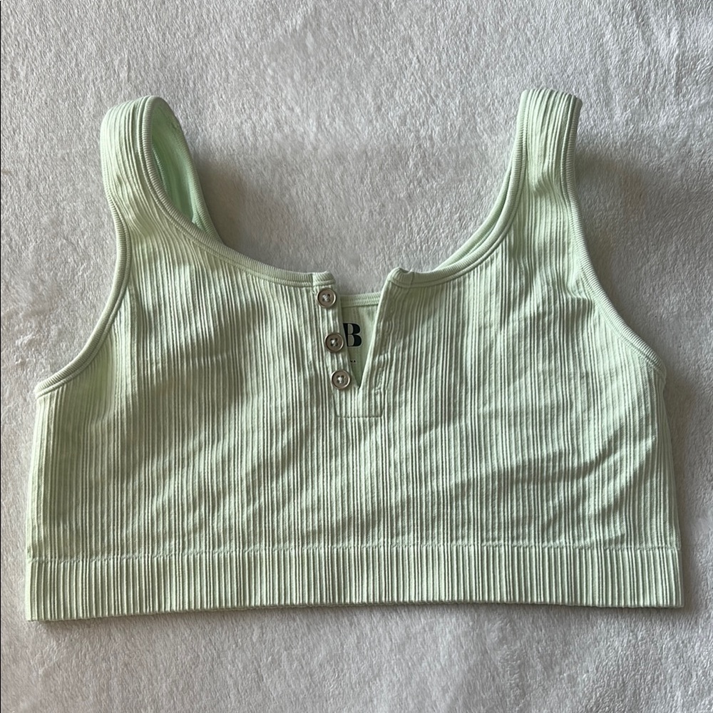 Mint Green Ribbed Crop Top Bra